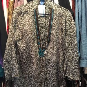 BNWT leopard, beaded swim coverup